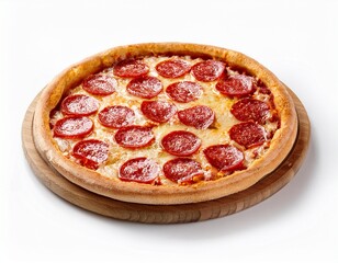 savoring delicious pepperoni pizza restaurant food isolated on white background