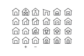 Fototapeta premium vector outline icons Stable (Basic) stable icon stable barn stable house stable shed stable open stable closed stable new stable old stable clean stable dirty stable active stable inactive.