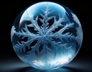 crystal clear round ice ball with natural cracks and frozen patterns detailed sphere shape highly realistic texture on isolated background