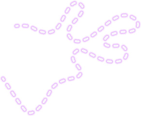 Glowing neon purple dashed line forming a minimalistic fluid path with a futuristic and digital look.