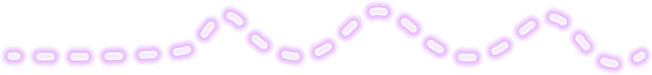 Glowing neon purple dashed line with a minimalist ripple stroke, creating an abstract and futuristic element.