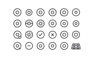 vector outline icons Donut (Basic) donut icon donut small donut large donut new donut old donut plain donut glazed donut frosted donut sprinkled donut filled donut ring donut hole donut.