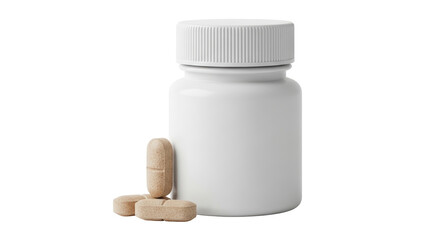 Isolated Medicine Bottle and Pills