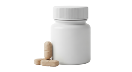 Isolated Medicine Bottle and Pills