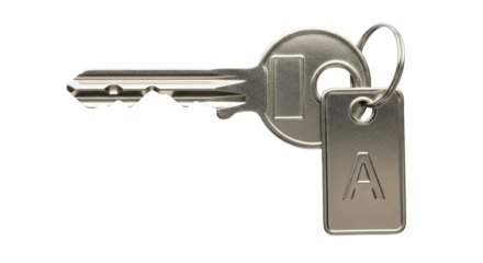 Isolated Key with Letter A Keychain