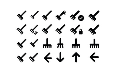 Fototapeta premium vector solid black filled icons Rake (Basic) rake icon rake small rake large rake new rake old rake valid rake invalid rake active rake inactive rake add rake remove rake confirm rake.