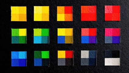 Grid of colorful squares on dark background