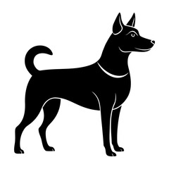 Black Dog Silhouette Vector Illustration on White Background