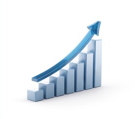 A light-blue, upward-trending bar graph signifies growth and progress against a bright white background.