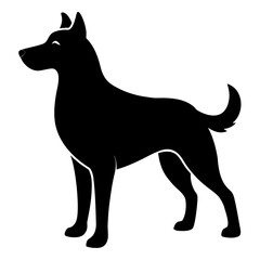 Minimal Dog Silhouette Graphic Vector, White Background