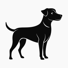 Minimal Dog Silhouette Graphic Vector, White Background
