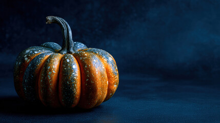 Halloween pumpkin on dark blue background
