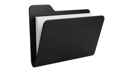 Isolated Black Folder with Papers