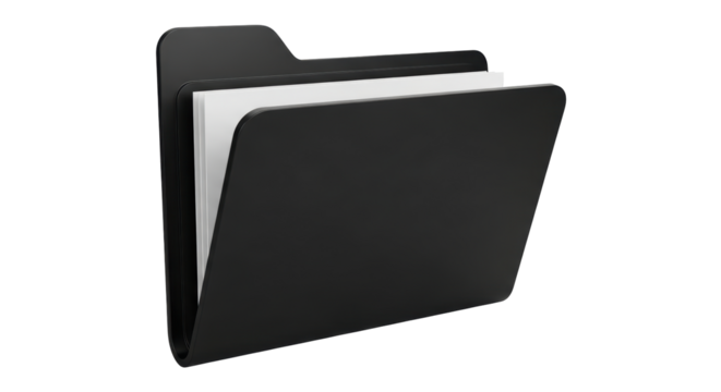 Isolated Black Folder with Papers
