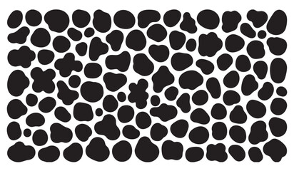 Abstract Cow Spot Pattern – Irregular Black Blob Texture on White Background for Textile, Branding, Packaging, and Digital Design Projects