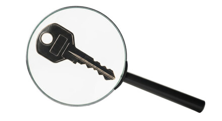 Isolated Key Under Magnifying Glass