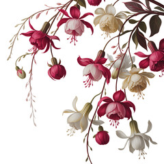 Elegant Fuchsia Flowers in Bloom, Cascading Downward