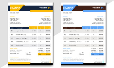 Modern creative business invoice design template. professional stylist business invoice accounting