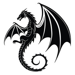 Dragon wings curling around neon sky silhouette