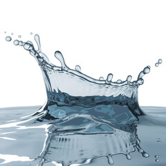 Dynamic Water Splash Crown with Droplets and Reflection