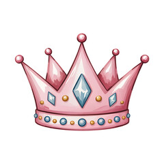 Pink Princess Crown with Diamonds and Pearls