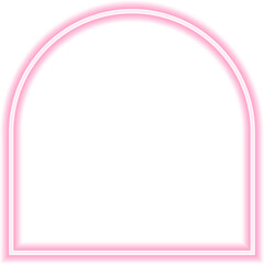 Neon outline shape of a square with one rounded side and one straight side.