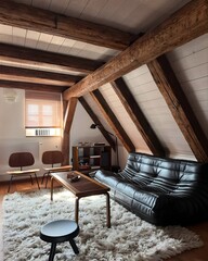 Modern living room in the attic