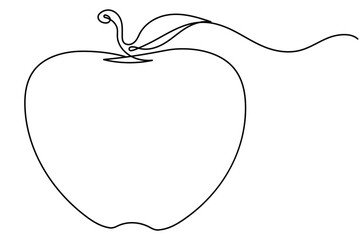 Apple fruit continuous one line drawing minimalist healthy and organic outline vector illustration