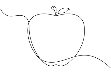 Apple fruit continuous one line drawing minimalist healthy and organic outline vector illustration