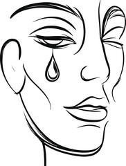 Hand holding serum dropper, minimal line art black and white vector, skincare outline 3