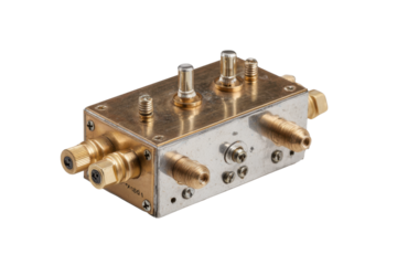 Vintage RF Delay Line Electronic Device on Transparent Background