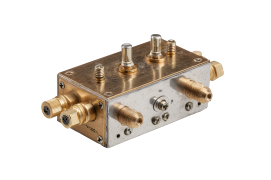 Vintage RF Delay Line Electronic Device on Transparent Background