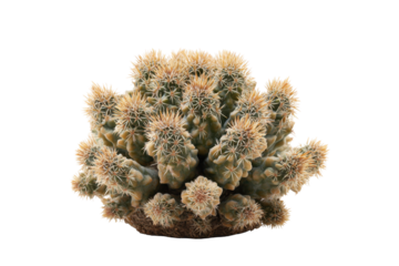 Clustered golden cactus on transparent background