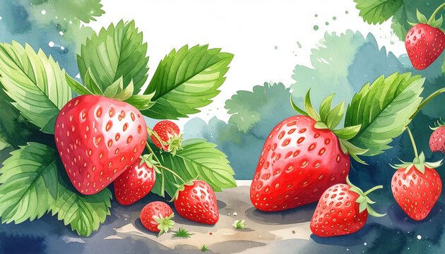 Watercolor illustration of strawberries
