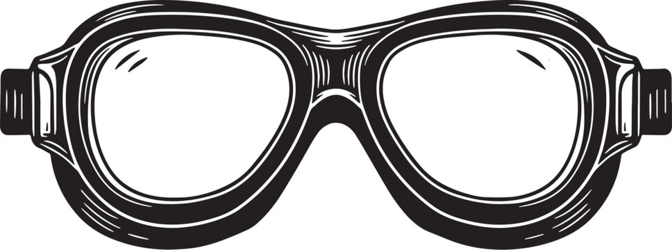 Vintage Aviator Goggles Hand-Drawn Illustration in Woodcut Style