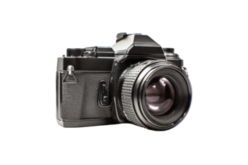 Vintage SLR Camera on Transparent Background