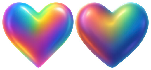 PNG Vibrant rainbow hearts illustration, element set on transparent background