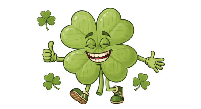 Isolated Lucky Clover Character - Powered by Adobe