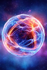 Glowing cosmic sphere in space