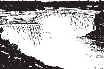 Obraz premium Monochrome artistic rendition of Niagara Falls showcasing power