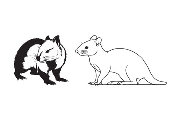 Two australian marsupials depicted in a simple black and white illustration