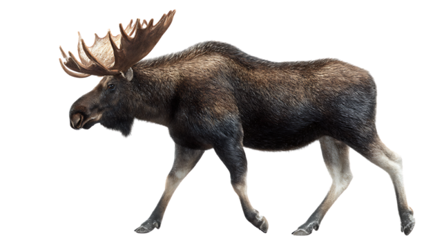 Moose walking isolated on transparent background