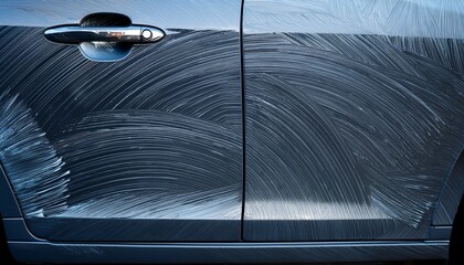Obraz premium car door with long surface scratch on paint