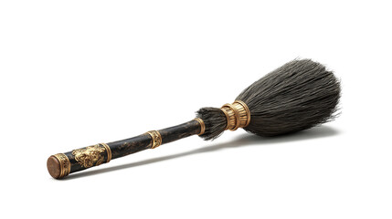 Witch's magic broom isolated on a white background