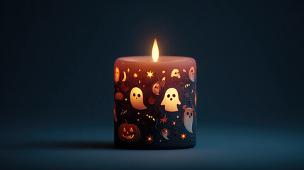 3D Halloween Candle Illustration, Creepy Candle Icon for Spooky Decor