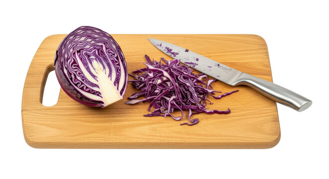 Isolated Sliced Red Cabbage on Cutting Board - Powered by Adobe