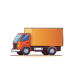 Cargo Truck Illustration in Orange Tones Delivery Vehicle Isolated Over White Backdrop Delivery Truck with Transport Load