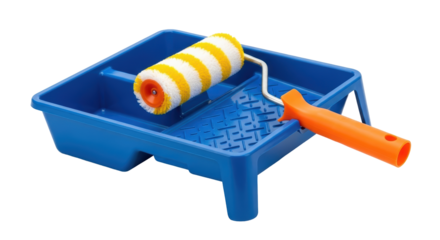 Isolated Paint Roller and Tray