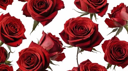 Patrón de rosas rojas sobre fondo blanco