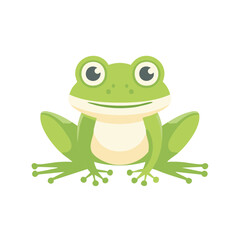 Cute green frog illustration in flat style, cartoon character design.